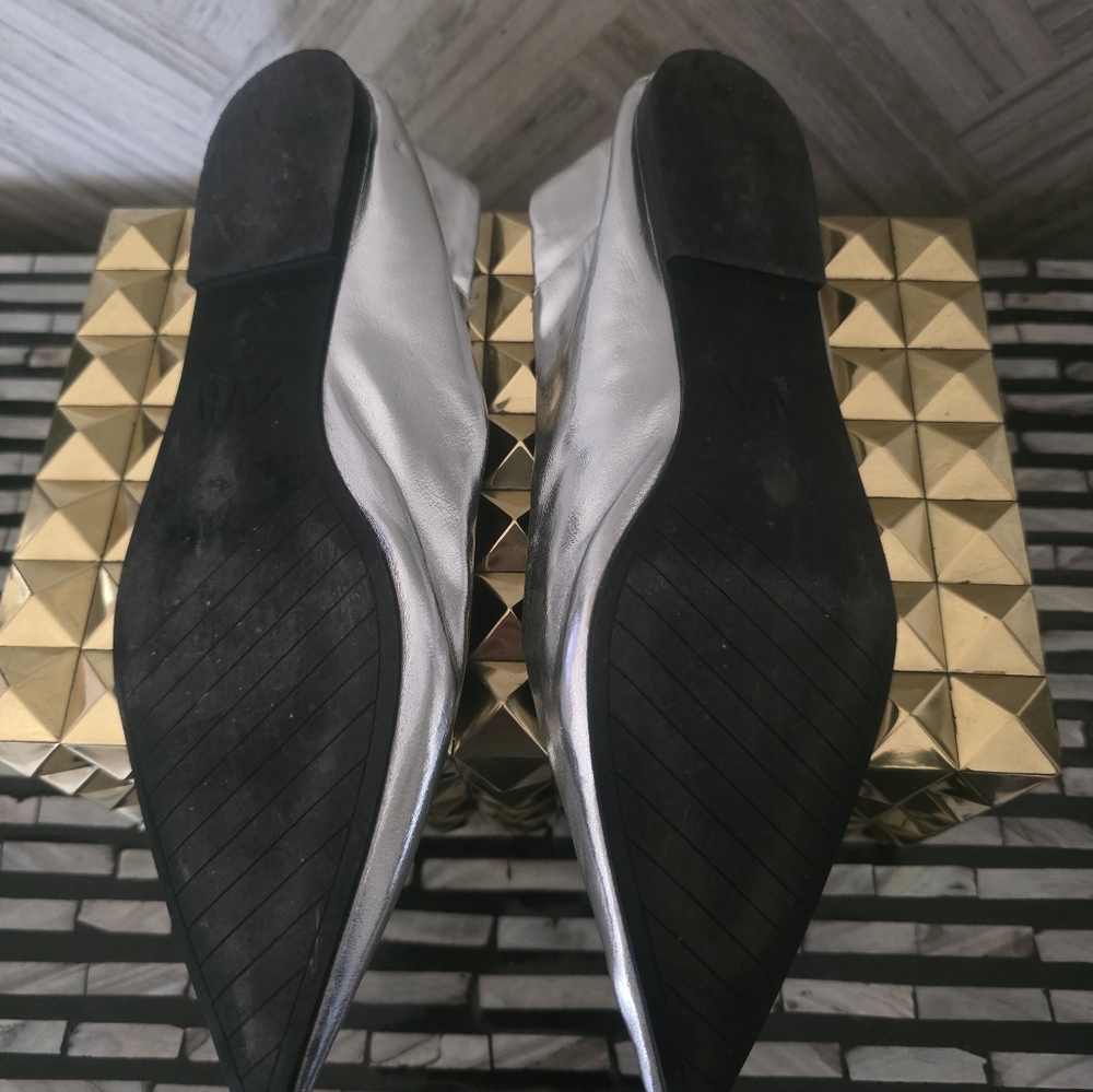 ZARA Silver Babouche-Style Flats – Fold-Down Heel (Size 40, Never Worn) - Picture 6 of 6